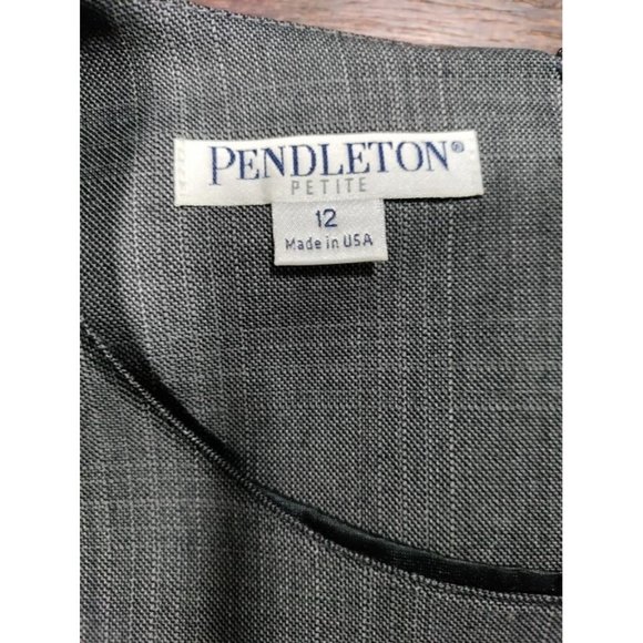 80's Pendleton 100% Wool Black & White Houndstooth Sheath Midi Dress 12 P - Picture 11 of 16